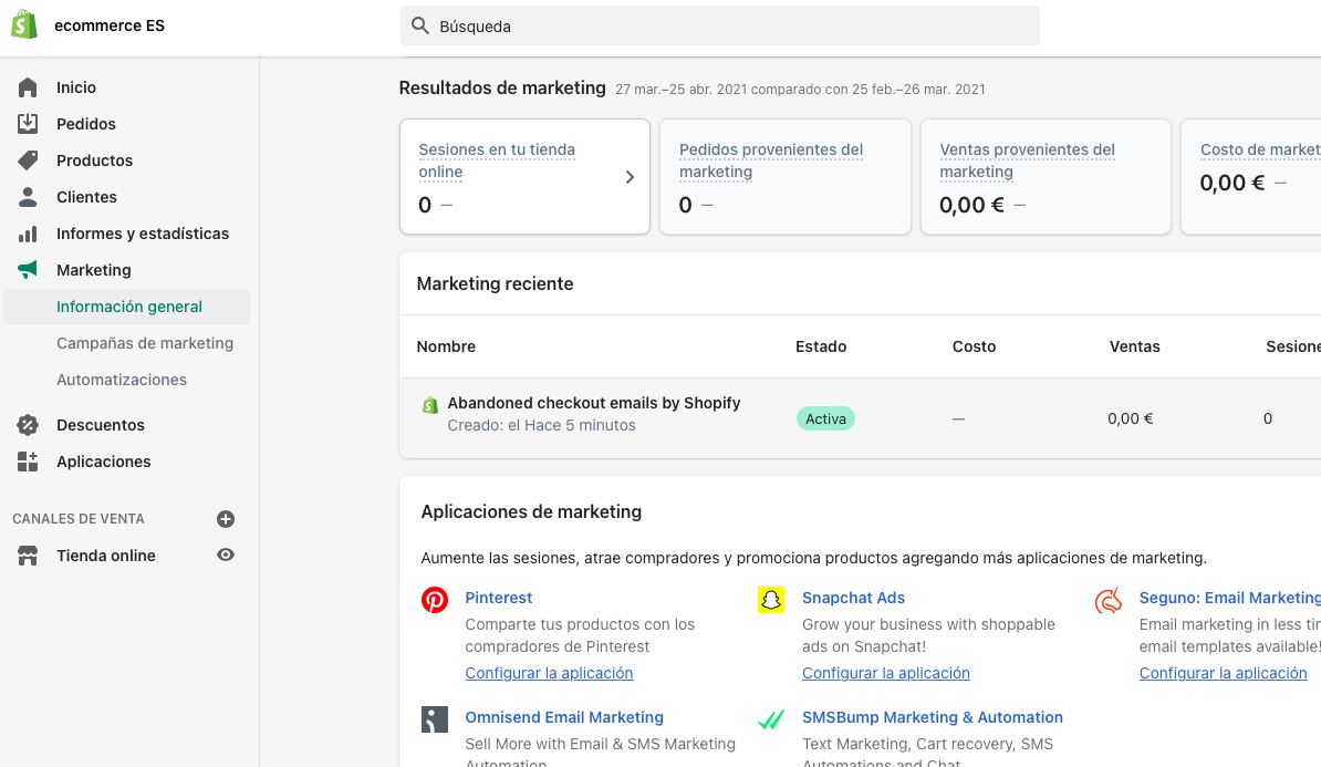 Dashboard Shopify eCommerce