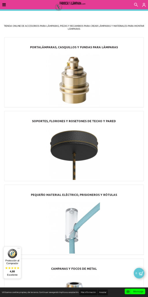 Captura de la portada de fabricatulampara.com