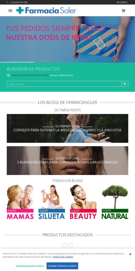 Captura de la portada de farmaciasoler.com