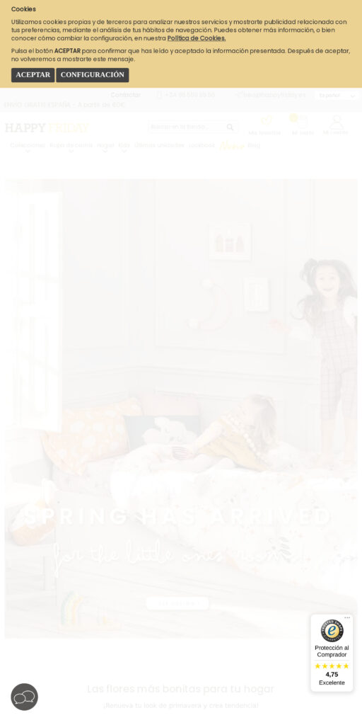 Captura de la portada de happyfridayhome.com