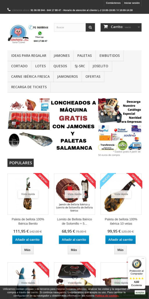 Captura de la portada de jamonesham.es