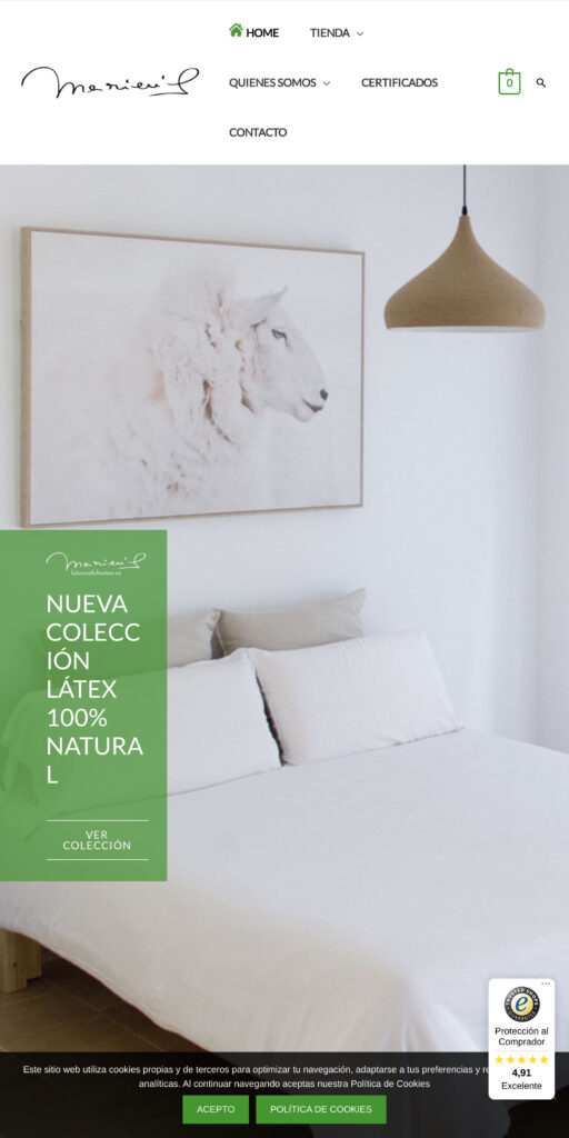Captura de la portada de latexcolchones.es