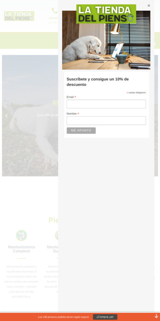 Captura de la portada de latiendadelpienso.com