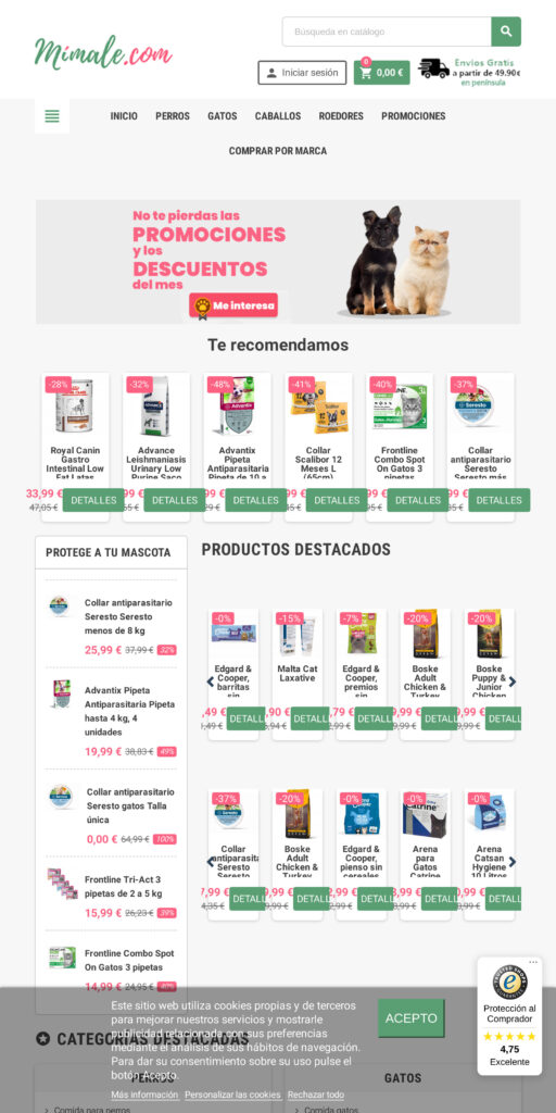 Captura de la portada de mimale.com