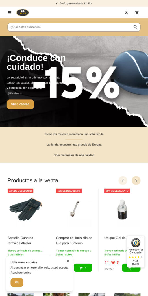 Captura de la portada de minihorseshop.es