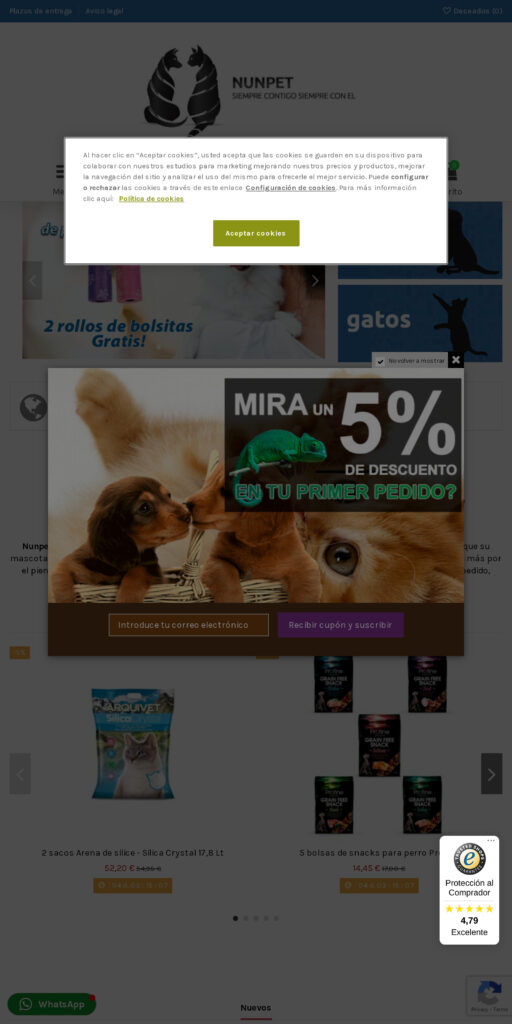 Captura de la portada de nunpet.es