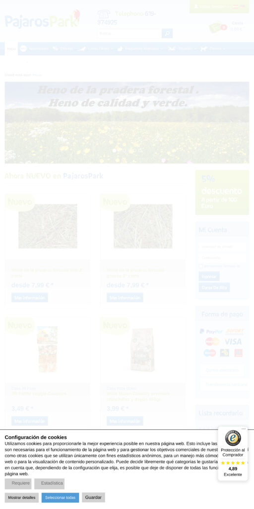 Captura de la portada de pajarospark24.com