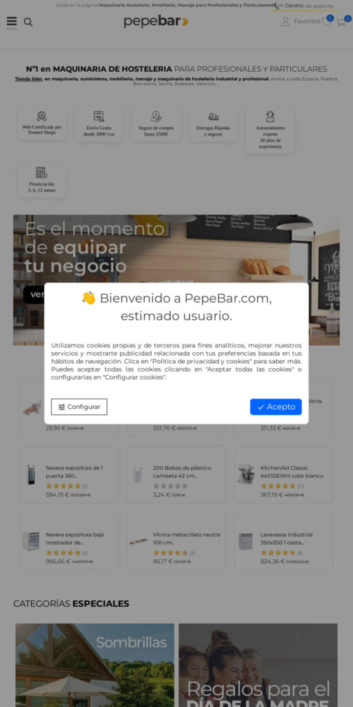Captura de la portada de pepebar.com