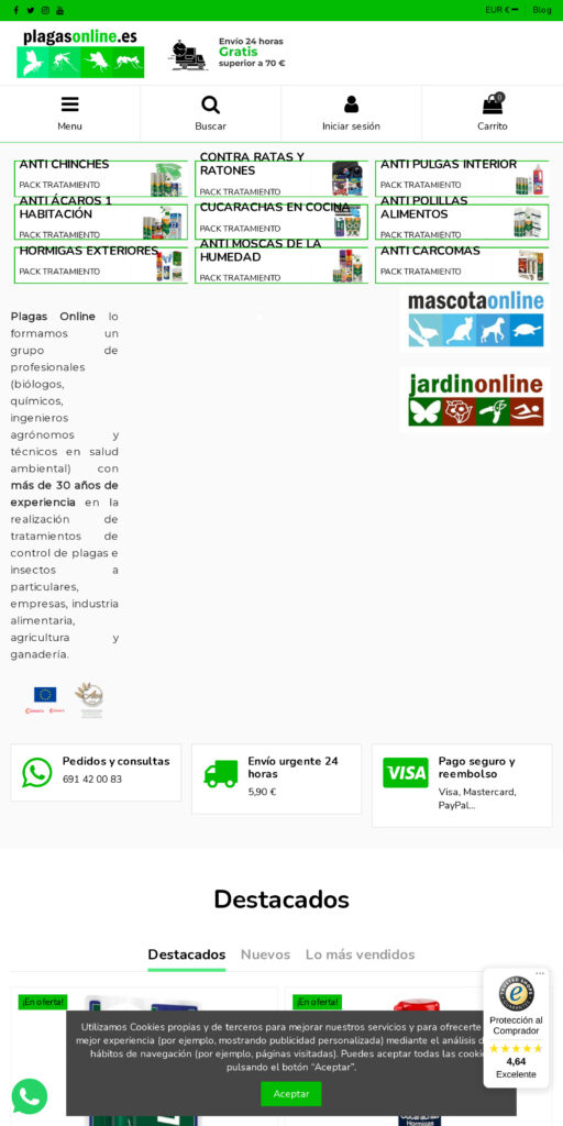 Captura de la portada de plagasonline.es