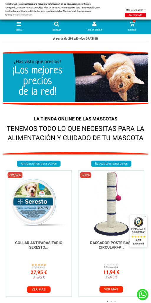 Captura de la portada de todoanimal.es