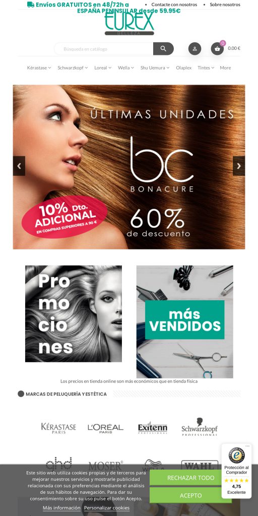 Captura de la portada de eurexbelleza.es