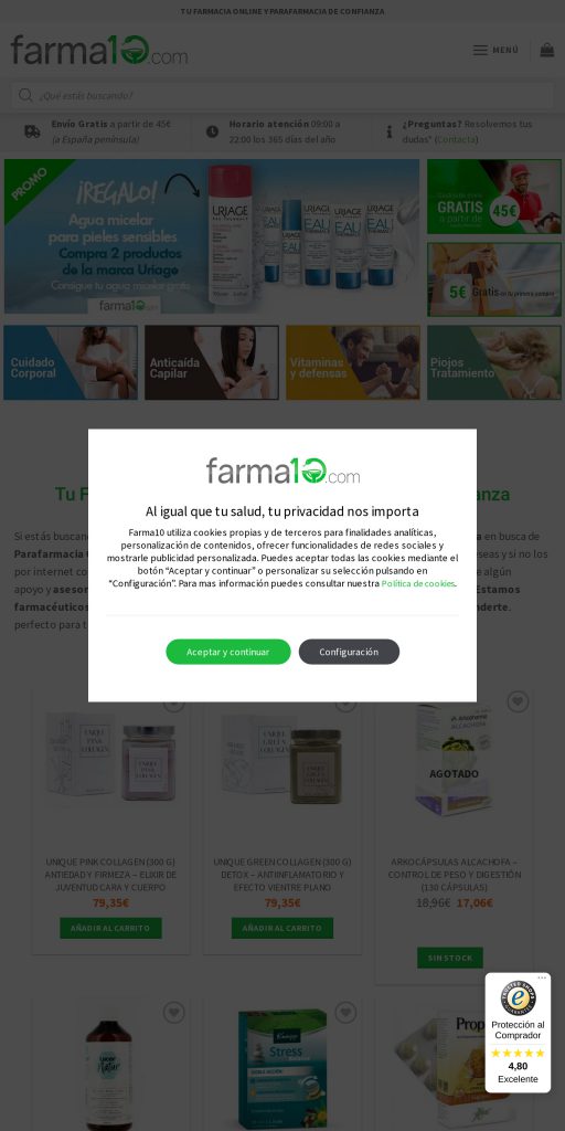 Captura de la portada de farma10.com