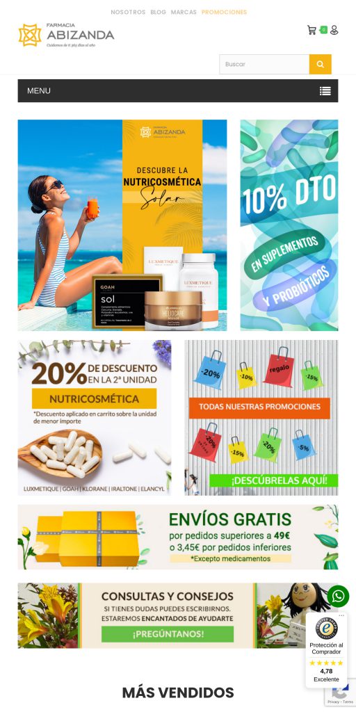 Captura de la portada de farmaciaabizanda.com