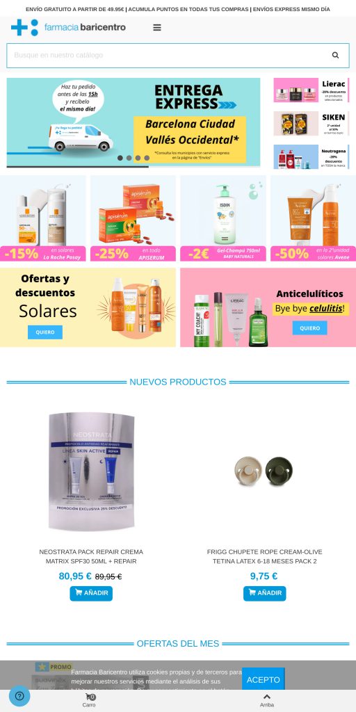Captura de la portada de farmaciabaricentro.com