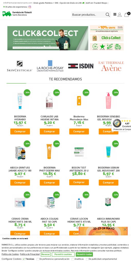Captura de la portada de farmaciaestacionsants.com