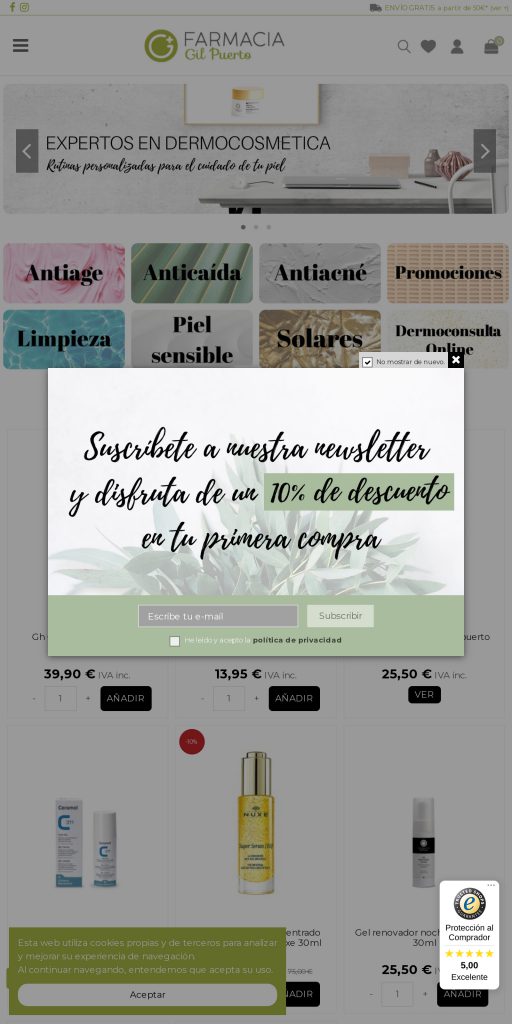 Captura de la portada de farmaciagilpuerto.es