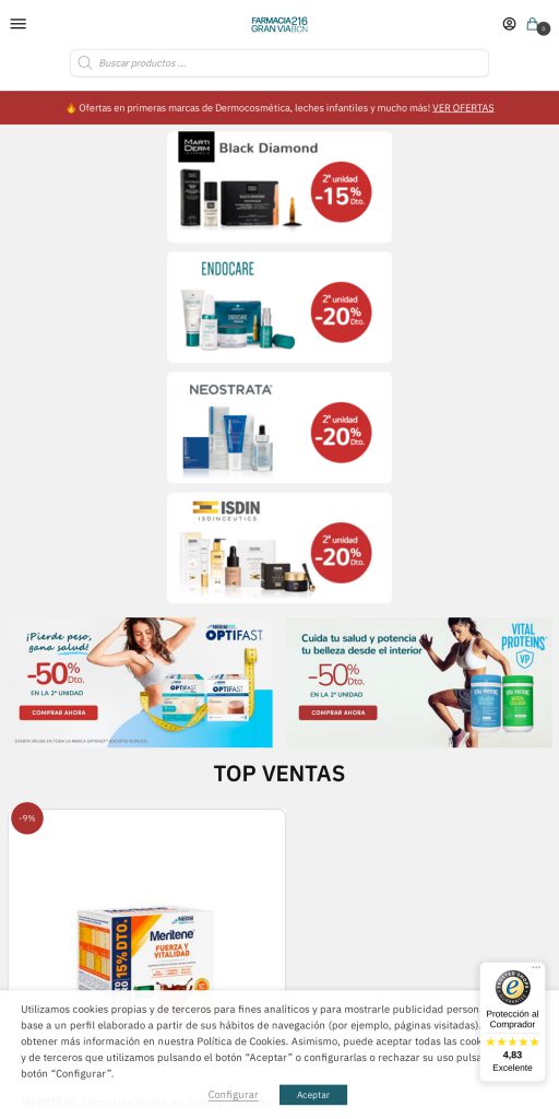 Captura de la portada de farmaciagranvia216.es