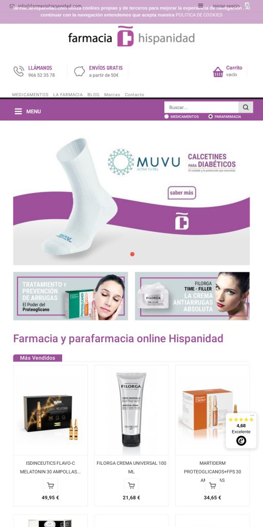 Captura de la portada de farmaciahispanidad.com