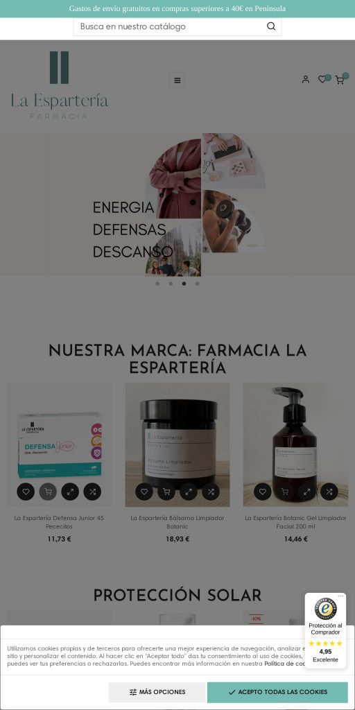 Captura de la portada de farmacialaesparteria.es