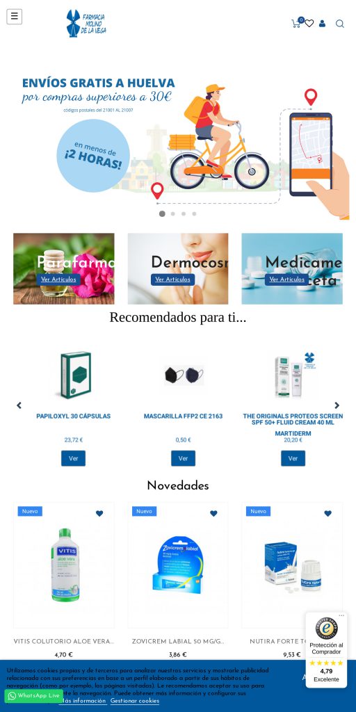 Captura de la portada de farmaciamolinodelavega.es