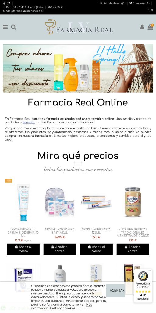 Captura de la portada de farmaciarealonline.com