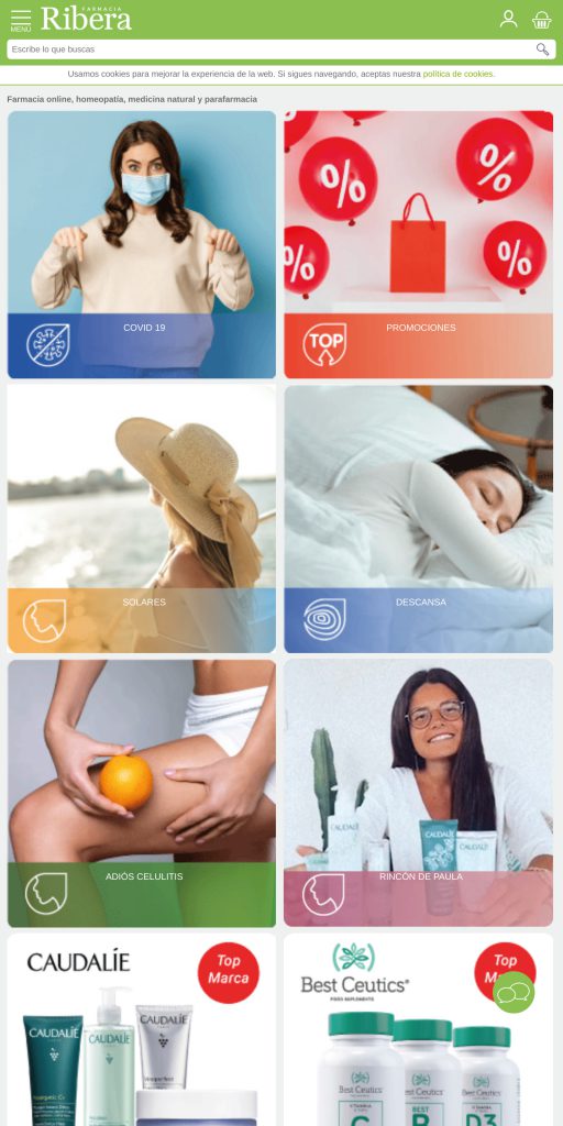 Captura de la portada de farmaciaribera.es