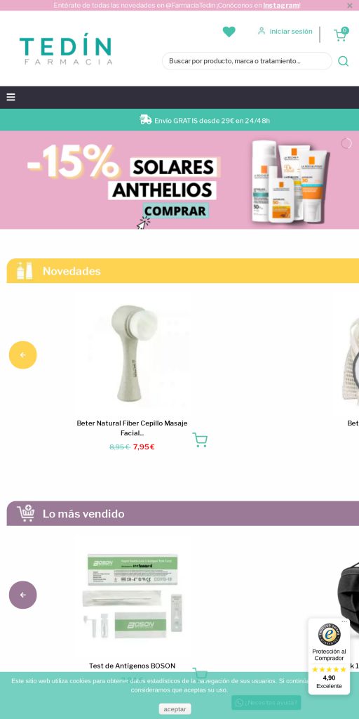 Captura de la portada de farmaciatedin.es