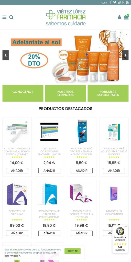 Captura de la portada de farmaciavieitez.com