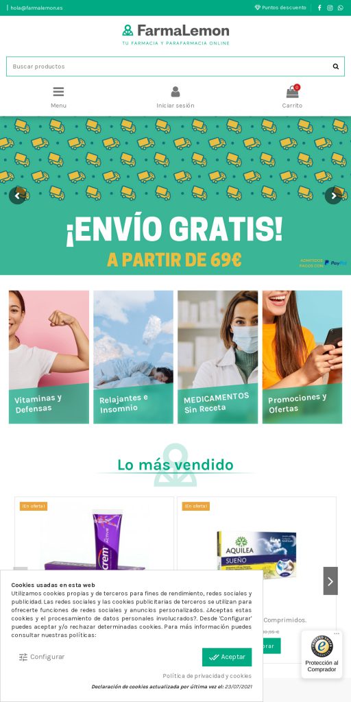 Captura de la portada de farmalemon.es