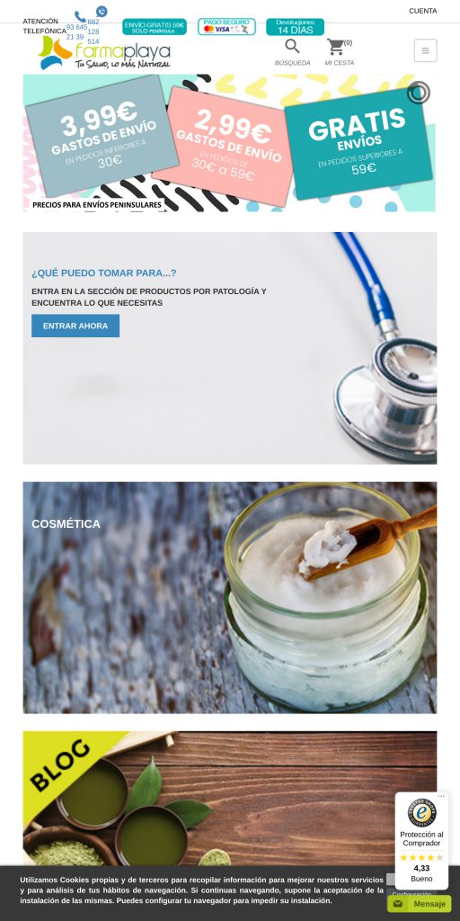 Captura de la portada de farmaplaya.com