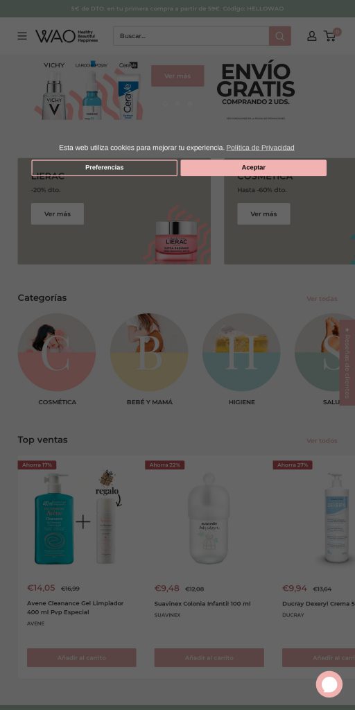 Captura de la portada de farmawao.com