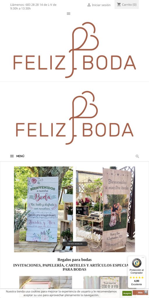 Captura de la portada de felizboda.com