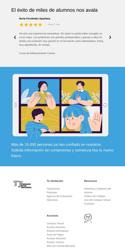 Captura de la portada de formacionactivaprofesional.com