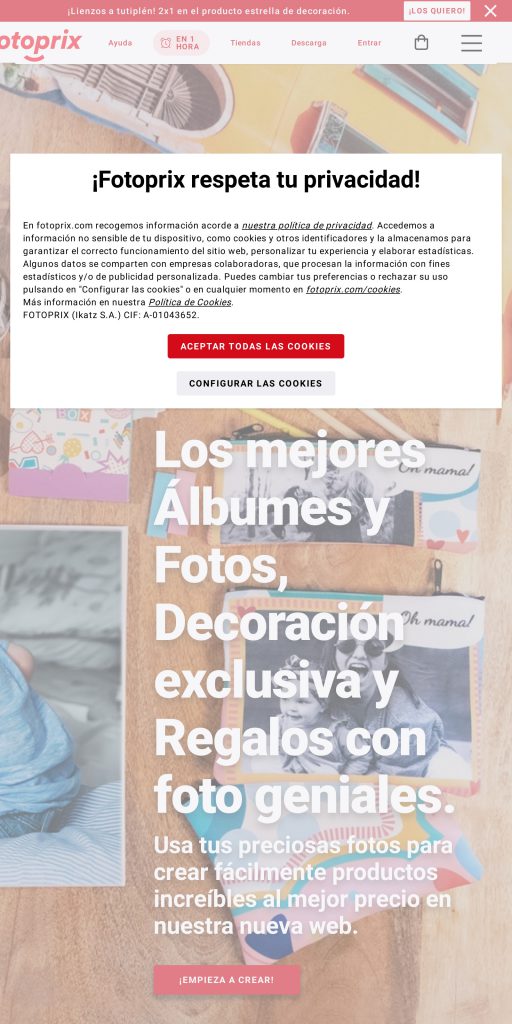 Captura de la portada de fotoprix.com