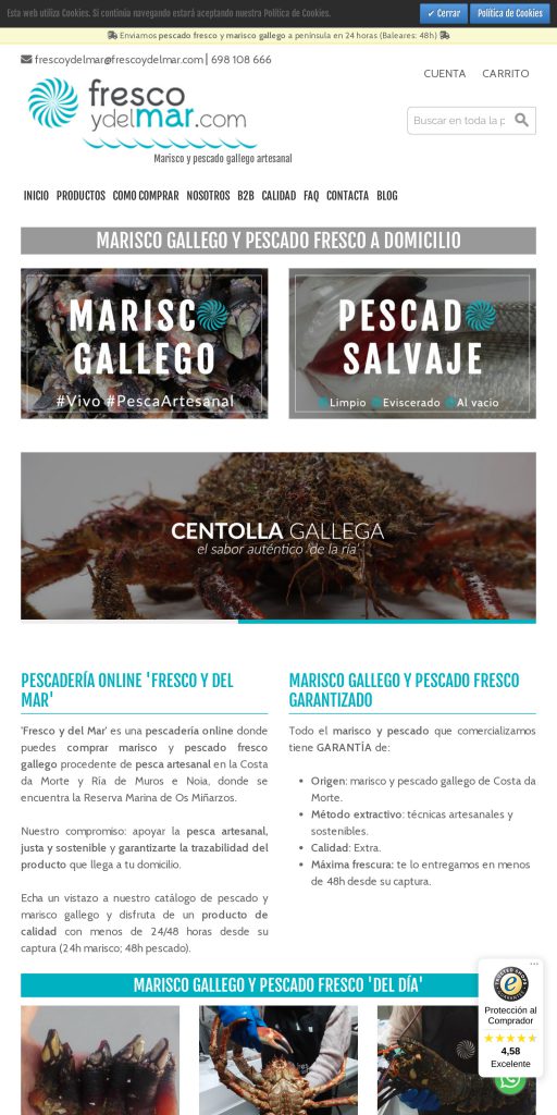 Captura de la portada de frescoydelmar.com