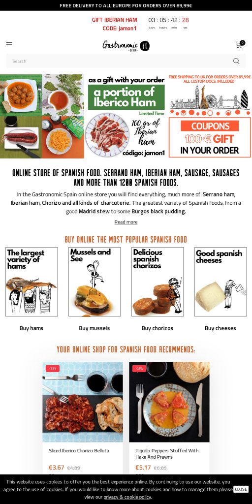 Captura de la portada de gastronomicspain.com