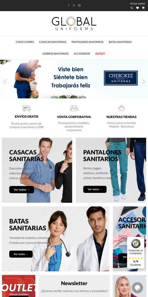 Captura de la portada de globaluniforms.es