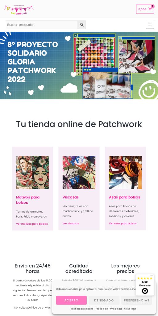 Captura de la portada de gloriapatchwork.com