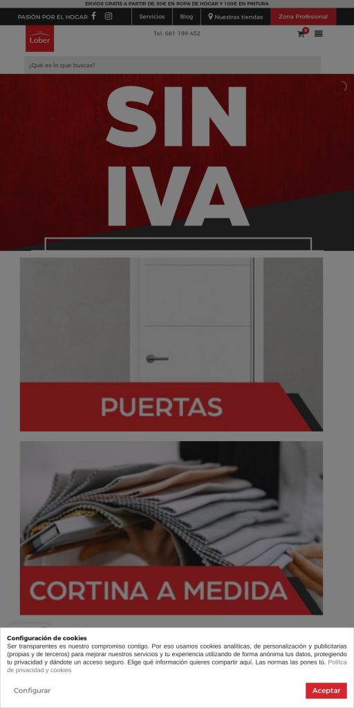 Captura de la portada de grupobricoshop.com