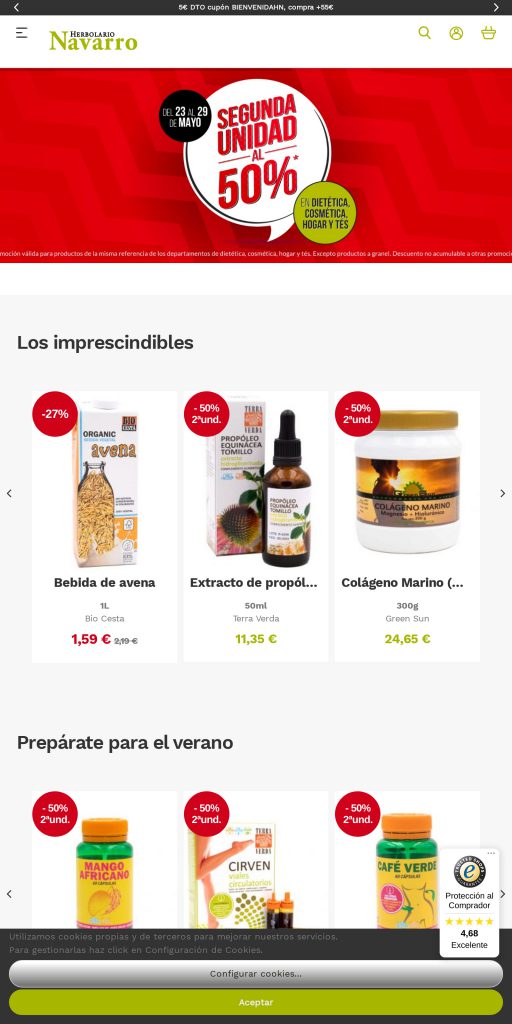 Captura de la portada de herbolarionavarro.es