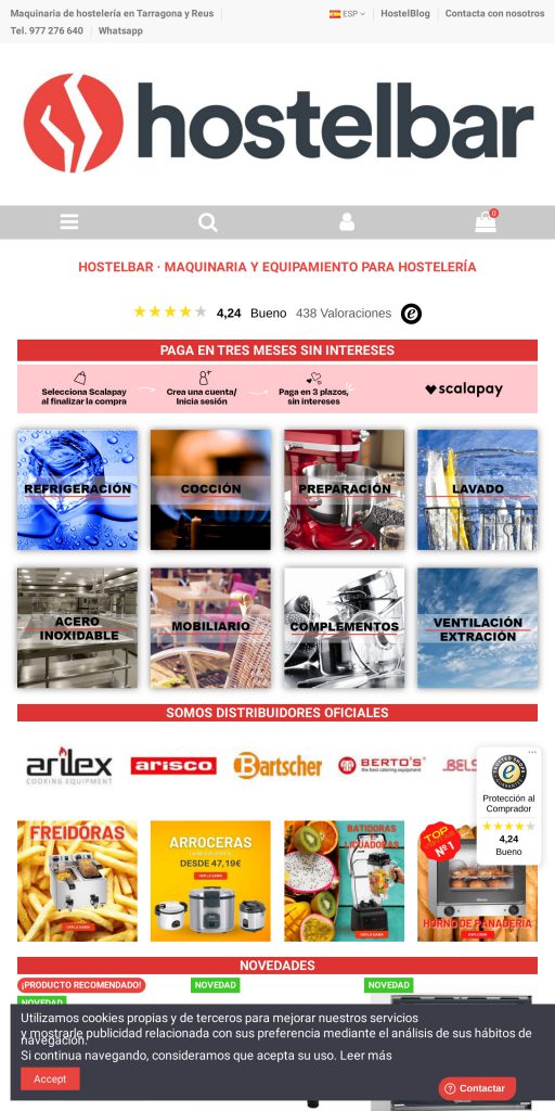 Captura de la portada de hostelbar.es