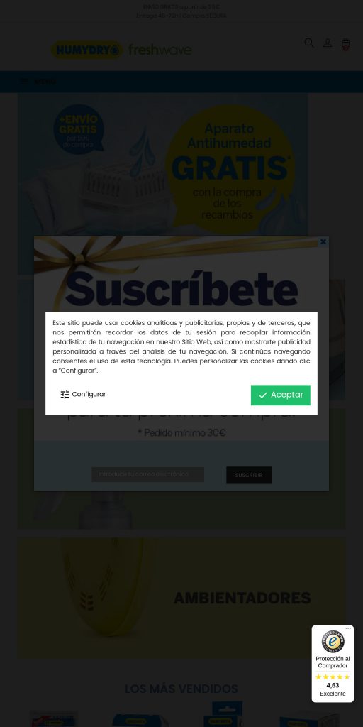 Captura de la portada de humydry.es