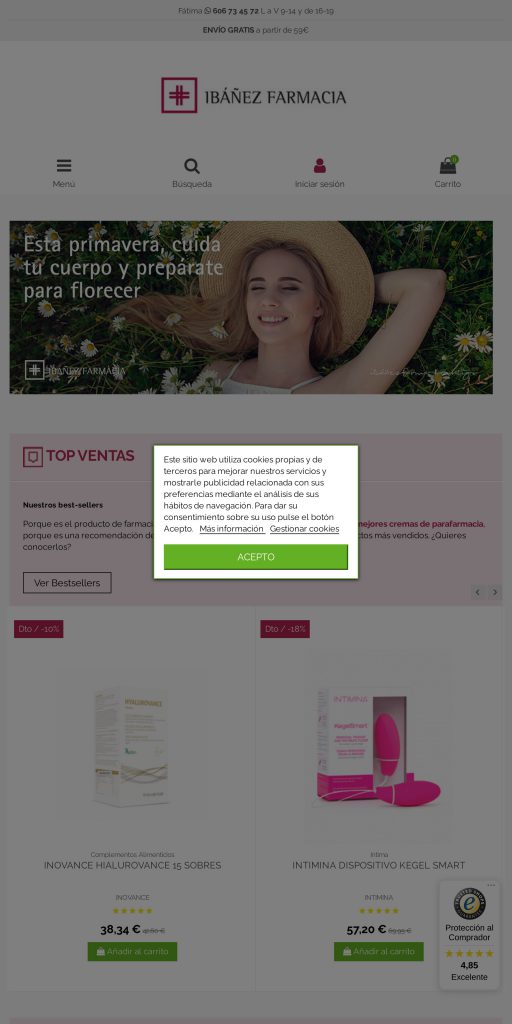 Captura de la portada de ibanezfarmacia.com