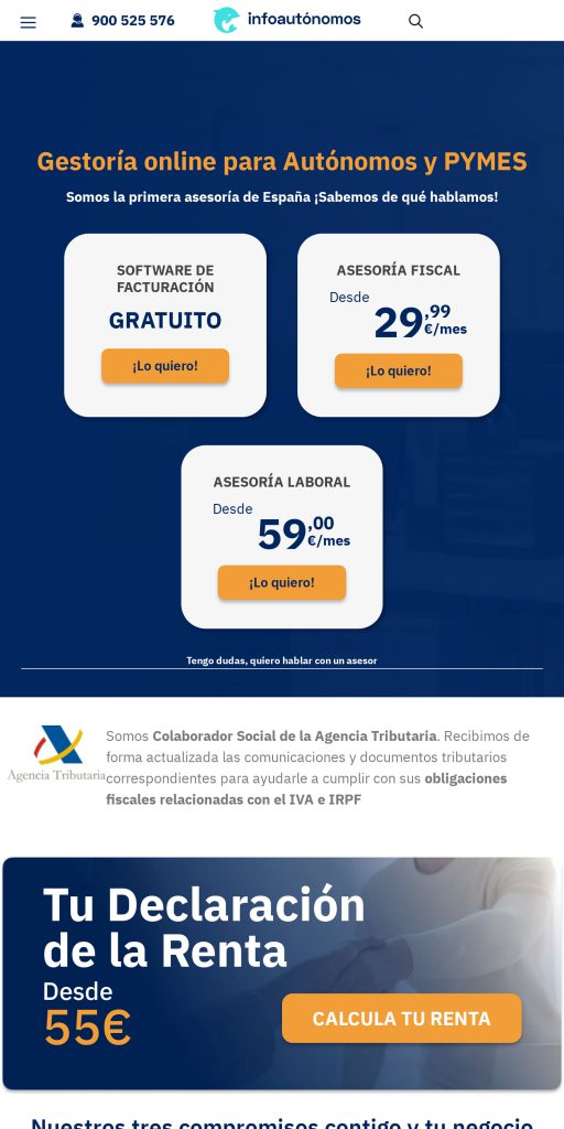 Captura de la portada de infoautonomos.com