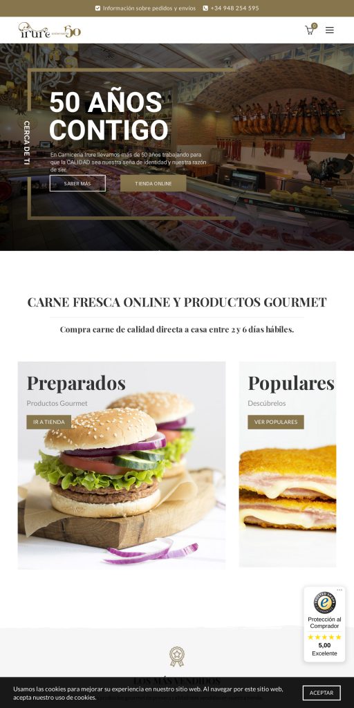 Captura de la portada de irurecarniceria.com