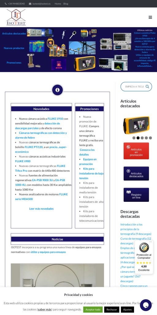 Captura de la portada de isotest.net