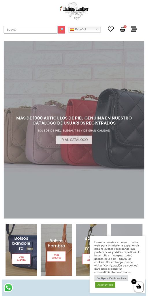Captura de la portada de italiansleather.com