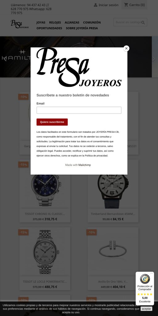Captura de la portada de joyeriapresa.es