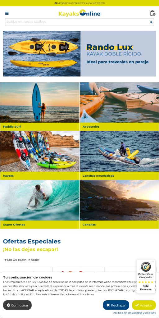 Captura de la portada de kayaksonline.es