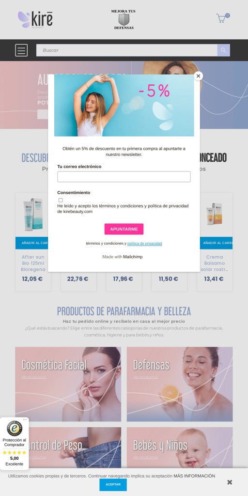 Captura de la portada de kirebeauty.com